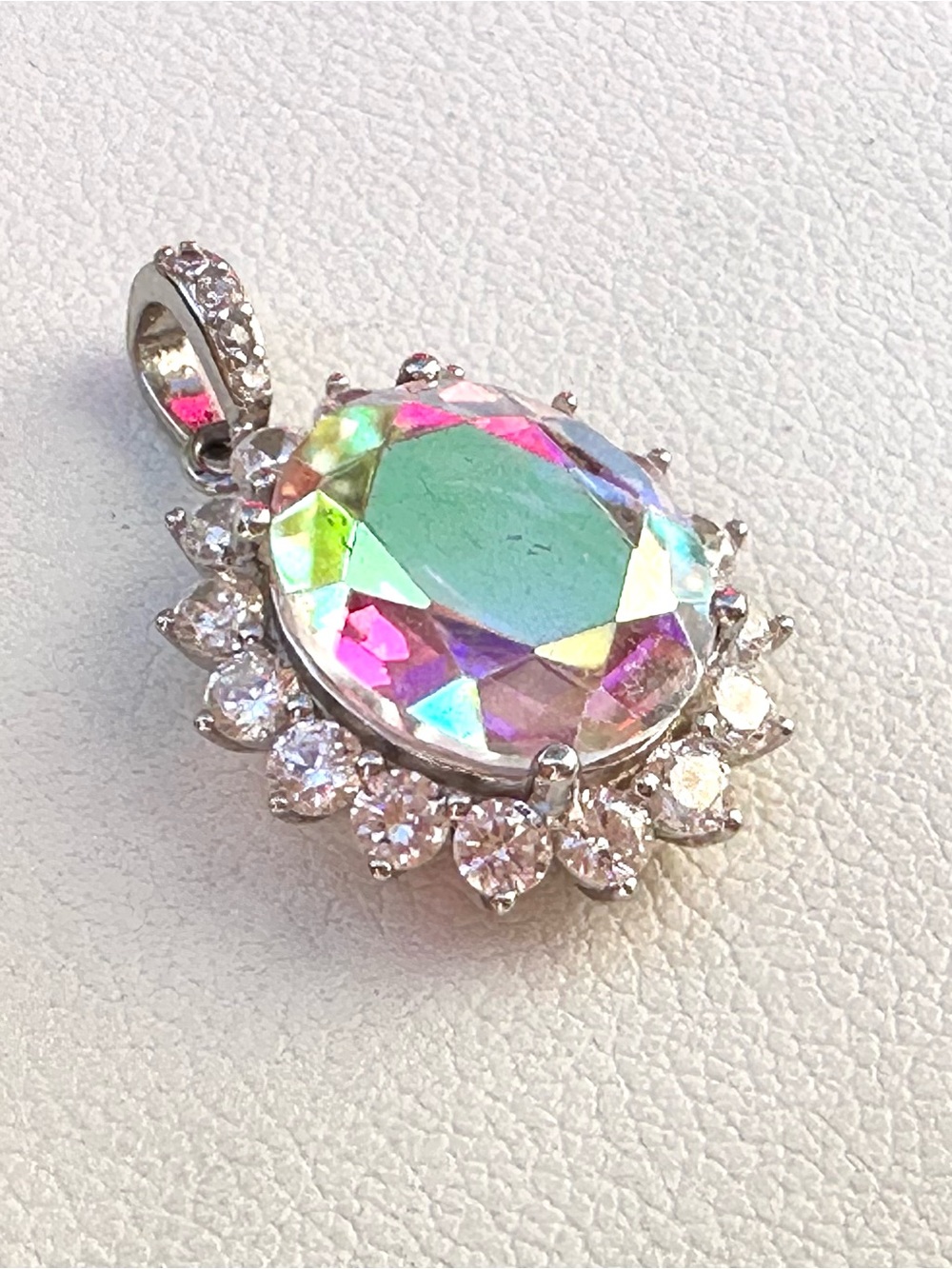 Aura Quartz Halo Pendant, Sterling Silver, BRAND NEW